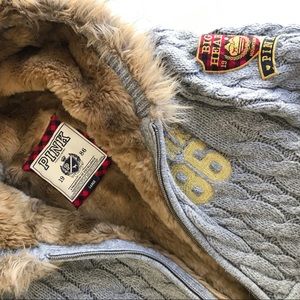 PINK by Victoria’s Hooded Faux Fur Lined Sweater